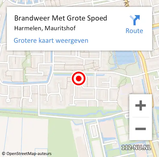 Locatie op kaart van de 112 melding: Brandweer Met Grote Spoed Naar Harmelen, Mauritshof op 10 oktober 2022 02:59