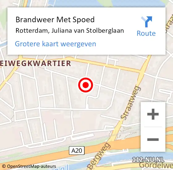 Locatie op kaart van de 112 melding: Brandweer Met Spoed Naar Rozenburg, Juliana van Stolberglaan op 10 oktober 2022 03:16