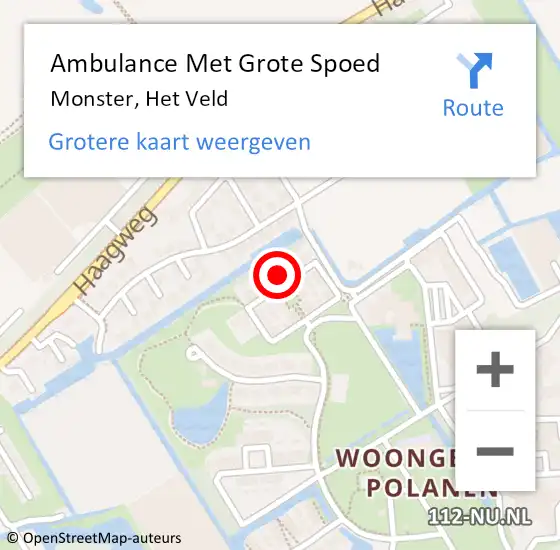 Locatie op kaart van de 112 melding: Ambulance Met Grote Spoed Naar Monster, Het Veld op 10 oktober 2022 03:45