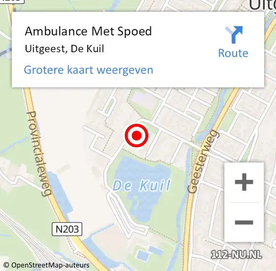 Locatie op kaart van de 112 melding: Ambulance Met Spoed Naar Uitgeest, De Kuil op 10 oktober 2022 04:13