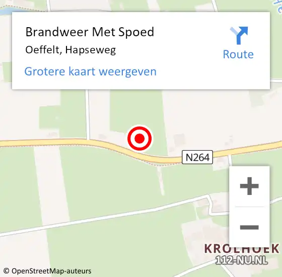 Locatie op kaart van de 112 melding: Brandweer Met Spoed Naar Oeffelt, Hapseweg op 10 oktober 2022 04:27