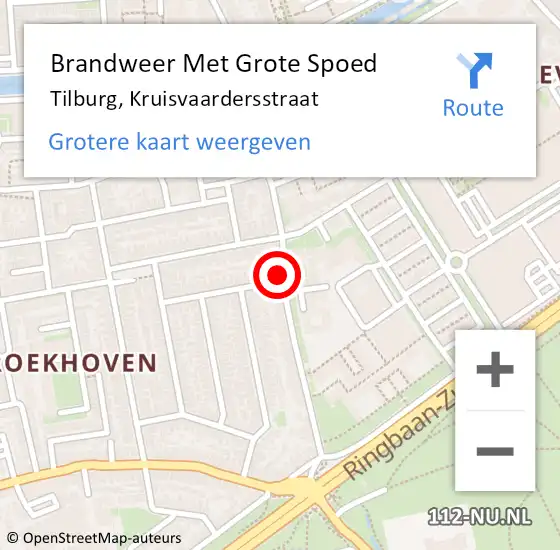 Locatie op kaart van de 112 melding: Brandweer Met Grote Spoed Naar Tilburg, Kruisvaardersstraat op 10 oktober 2022 04:50