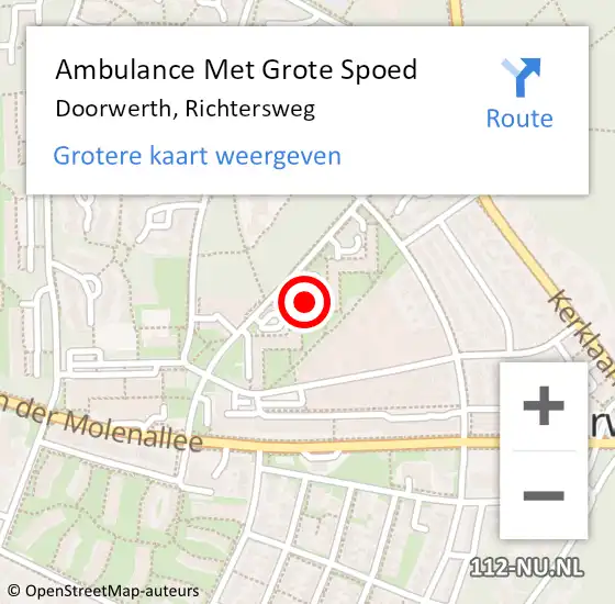 Locatie op kaart van de 112 melding: Ambulance Met Grote Spoed Naar Doorwerth, Richtersweg op 10 oktober 2022 04:52