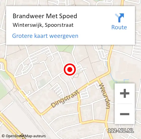 Locatie op kaart van de 112 melding: Brandweer Met Spoed Naar Winterswijk, Spoorstraat op 10 oktober 2022 06:26