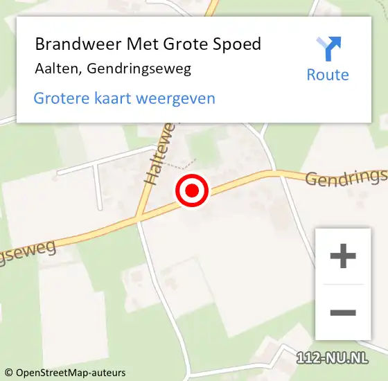 Locatie op kaart van de 112 melding: Brandweer Met Grote Spoed Naar Aalten, Gendringseweg op 10 oktober 2022 06:38