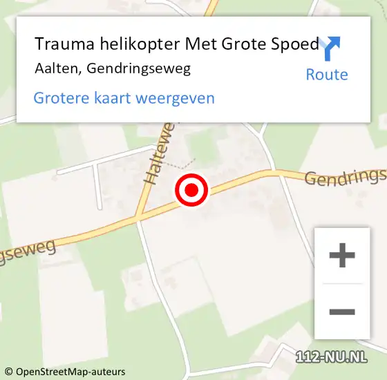 Locatie op kaart van de 112 melding: Trauma helikopter Met Grote Spoed Naar Aalten, Gendringseweg op 10 oktober 2022 06:40