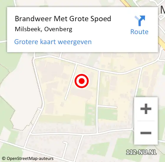 Locatie op kaart van de 112 melding: Brandweer Met Grote Spoed Naar Milsbeek, Ovenberg op 10 oktober 2022 06:50
