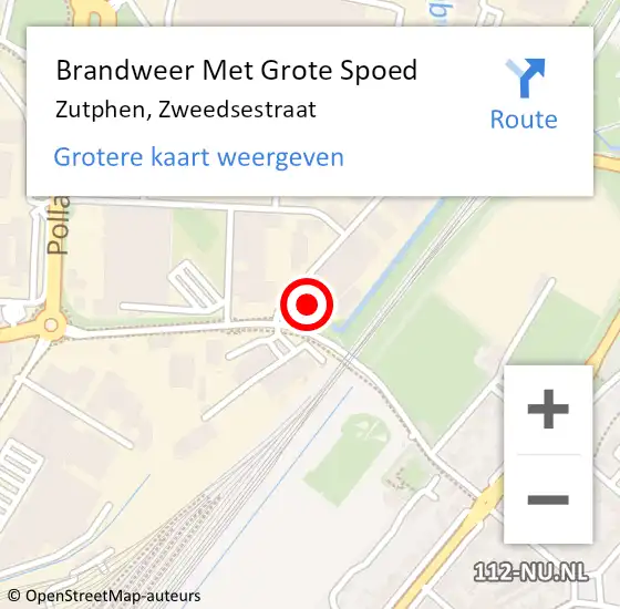 Locatie op kaart van de 112 melding: Brandweer Met Grote Spoed Naar Zutphen, Zweedsestraat op 10 oktober 2022 07:03