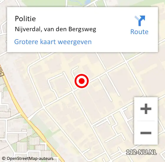 Locatie op kaart van de 112 melding: Politie Nijverdal, van den Bergsweg op 10 oktober 2022 07:16