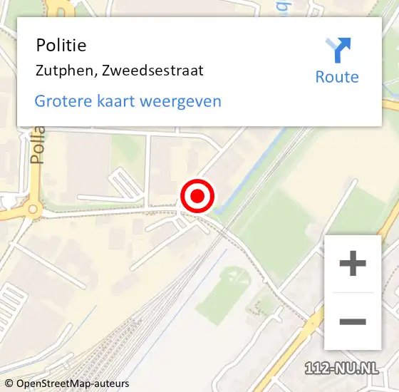 Locatie op kaart van de 112 melding: Politie Zutphen, Zweedsestraat op 10 oktober 2022 07:20