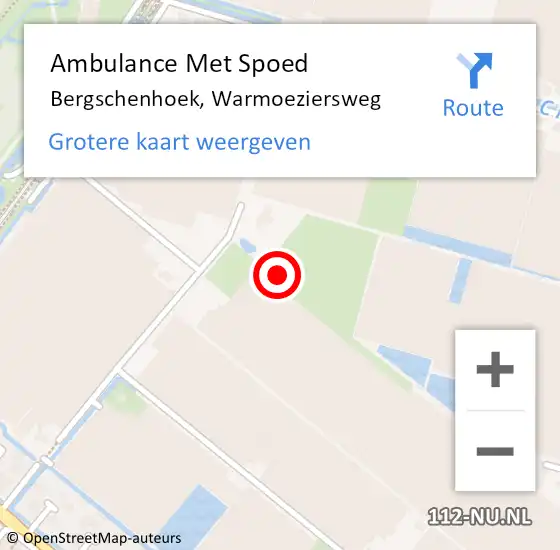 Locatie op kaart van de 112 melding: Ambulance Met Spoed Naar Bergschenhoek, Warmoeziersweg op 10 oktober 2022 07:25