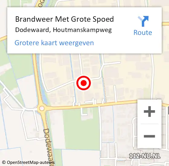 Locatie op kaart van de 112 melding: Brandweer Met Grote Spoed Naar Dodewaard, Houtmanskampweg op 10 oktober 2022 07:26