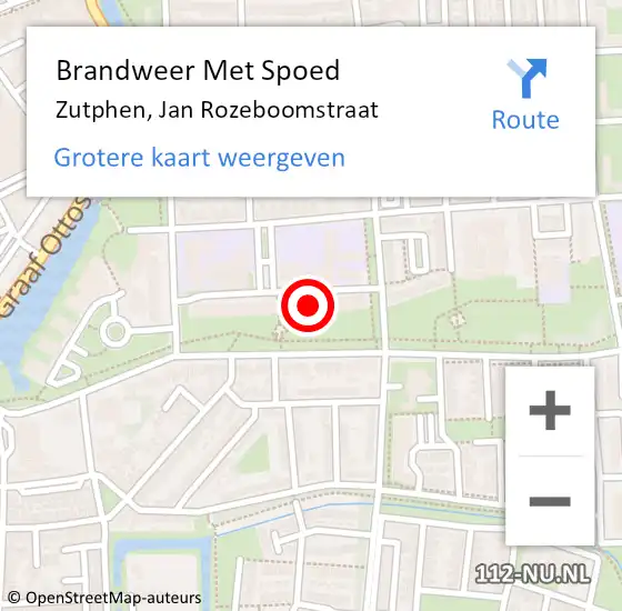Locatie op kaart van de 112 melding: Brandweer Met Spoed Naar Zutphen, Jan Rozeboomstraat op 10 oktober 2022 07:42