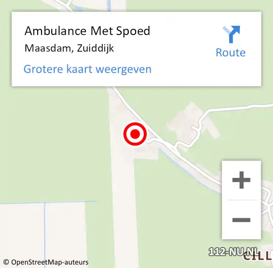 Locatie op kaart van de 112 melding: Ambulance Met Spoed Naar Maasdam, Zuiddijk op 10 oktober 2022 08:12