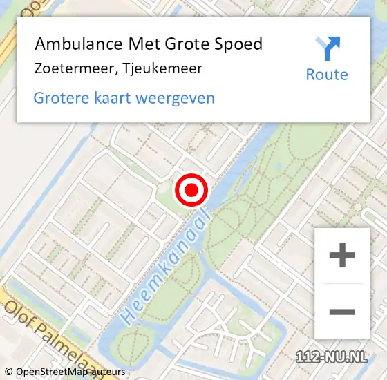 Locatie op kaart van de 112 melding: Ambulance Met Grote Spoed Naar Zoetermeer, Tjeukemeer op 10 oktober 2022 08:13