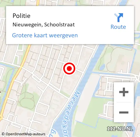 Locatie op kaart van de 112 melding: Politie Nieuwegein, Schoolstraat op 10 oktober 2022 08:21