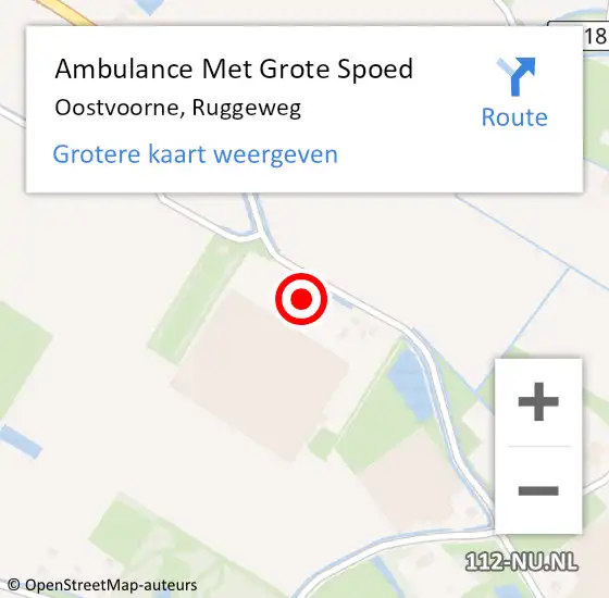 Locatie op kaart van de 112 melding: Ambulance Met Grote Spoed Naar Oostvoorne, Ruggeweg op 10 oktober 2022 08:23