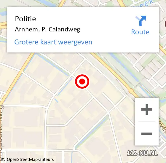 Locatie op kaart van de 112 melding: Politie Arnhem, P. Calandweg op 10 oktober 2022 08:32