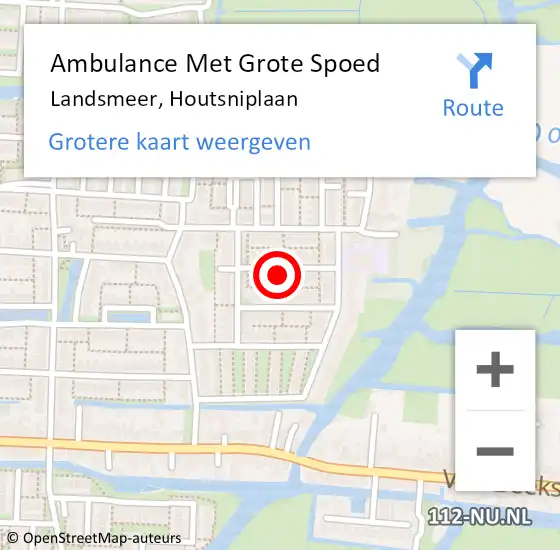 Locatie op kaart van de 112 melding: Ambulance Met Grote Spoed Naar Landsmeer, Houtsniplaan op 10 oktober 2022 08:35