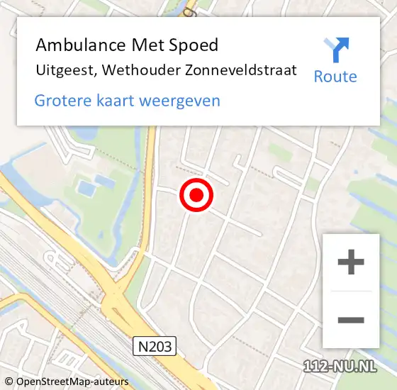 Locatie op kaart van de 112 melding: Ambulance Met Spoed Naar Uitgeest, Wethouder Zonneveldstraat op 10 oktober 2022 08:35