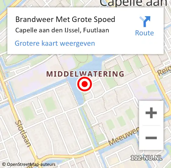 Locatie op kaart van de 112 melding: Brandweer Met Grote Spoed Naar Capelle aan den IJssel, Fuutlaan op 10 oktober 2022 08:36