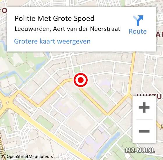 Locatie op kaart van de 112 melding: Politie Met Grote Spoed Naar Leeuwarden, Aert van der Neerstraat op 10 oktober 2022 08:49