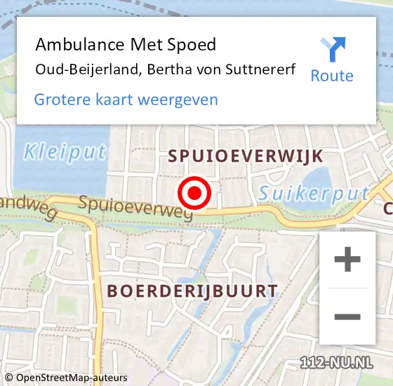 Locatie op kaart van de 112 melding: Ambulance Met Spoed Naar Oud-Beijerland, Bertha von Suttnererf op 10 oktober 2022 08:52