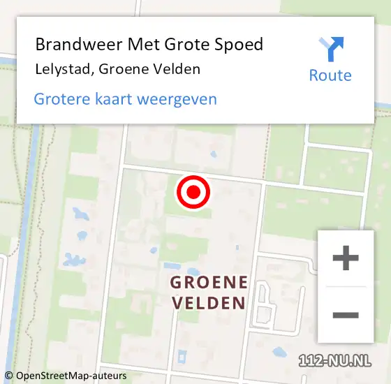 Locatie op kaart van de 112 melding: Brandweer Met Grote Spoed Naar Lelystad, Groene Velden op 10 oktober 2022 08:52