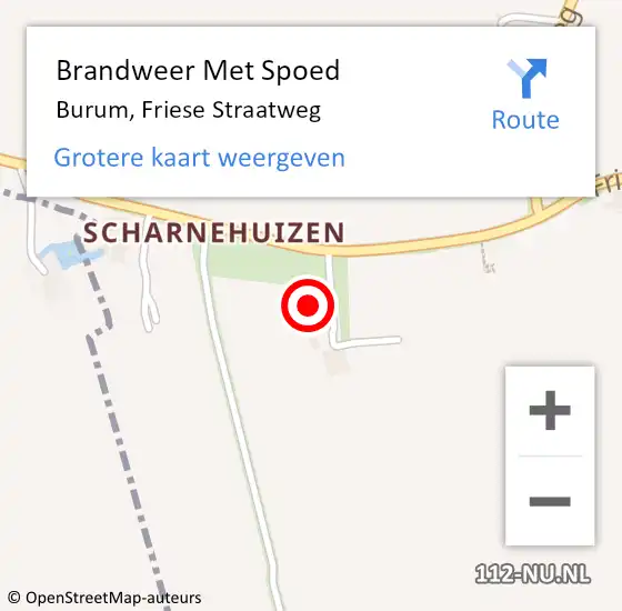 Locatie op kaart van de 112 melding: Brandweer Met Spoed Naar Burum, Friese Straatweg op 10 oktober 2022 09:09