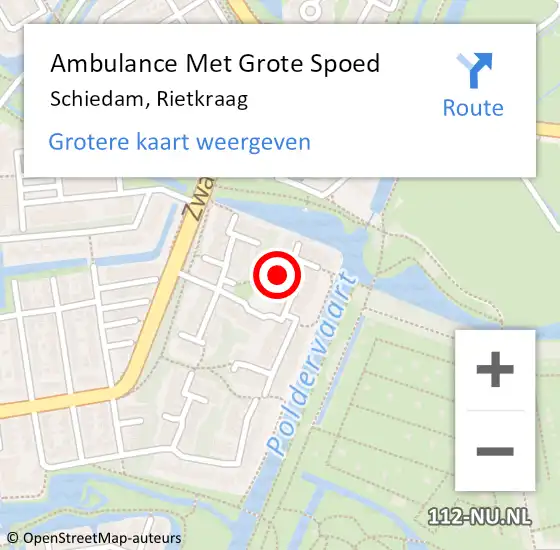 Locatie op kaart van de 112 melding: Ambulance Met Grote Spoed Naar Schiedam, Rietkraag op 10 oktober 2022 09:10