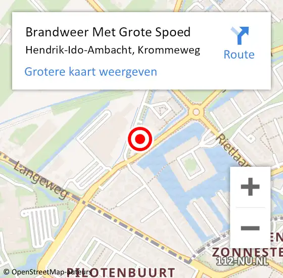 Locatie op kaart van de 112 melding: Brandweer Met Grote Spoed Naar Hendrik-Ido-Ambacht, Krommeweg op 10 oktober 2022 09:22