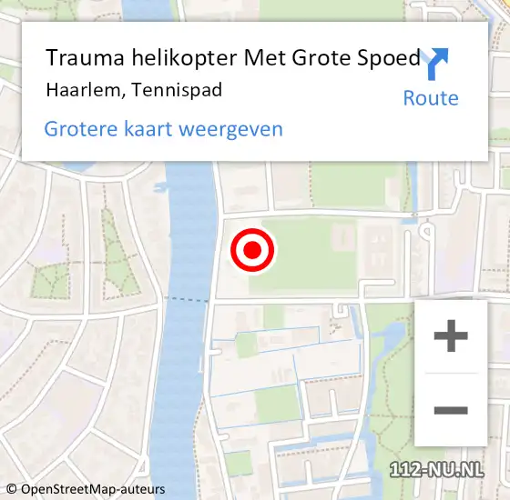 Locatie op kaart van de 112 melding: Trauma helikopter Met Grote Spoed Naar Haarlem, Tennispad op 10 oktober 2022 09:38