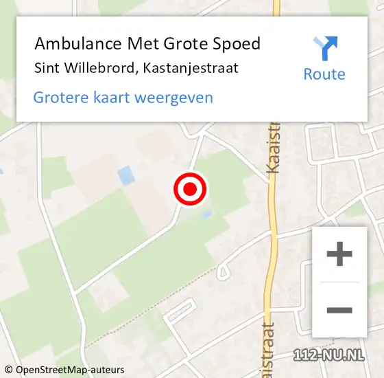 Locatie op kaart van de 112 melding: Ambulance Met Grote Spoed Naar Sint Willebrord, Kastanjestraat op 1 augustus 2014 01:00