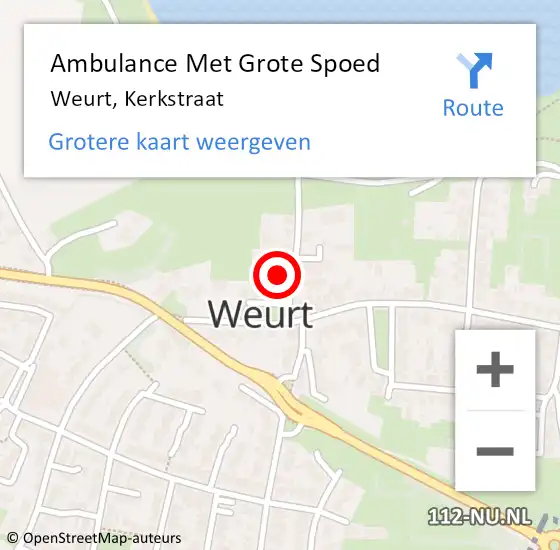 Locatie op kaart van de 112 melding: Ambulance Met Grote Spoed Naar Weurt, Kerkstraat op 10 oktober 2022 09:55