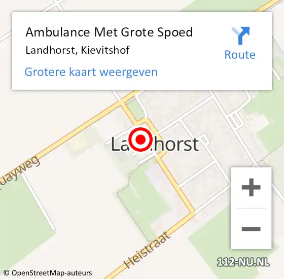 Locatie op kaart van de 112 melding: Ambulance Met Grote Spoed Naar Landhorst, Kievitshof op 1 augustus 2014 01:09