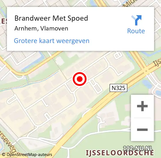 Locatie op kaart van de 112 melding: Brandweer Met Spoed Naar Arnhem, Vlamoven op 10 oktober 2022 10:38