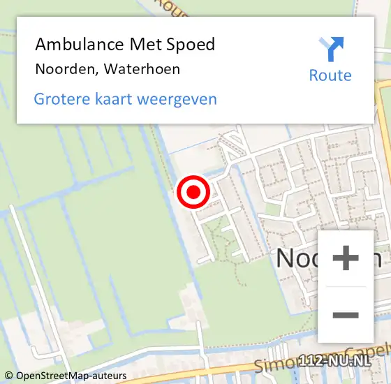 Locatie op kaart van de 112 melding: Ambulance Met Spoed Naar Noorden, Waterhoen op 10 oktober 2022 10:43