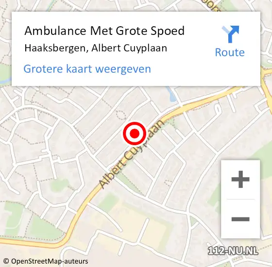 Locatie op kaart van de 112 melding: Ambulance Met Grote Spoed Naar Haaksbergen, Albert Cuyplaan op 10 oktober 2022 10:49