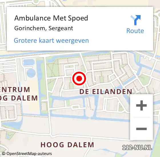 Locatie op kaart van de 112 melding: Ambulance Met Spoed Naar Gorinchem, Sergeant op 10 oktober 2022 11:23