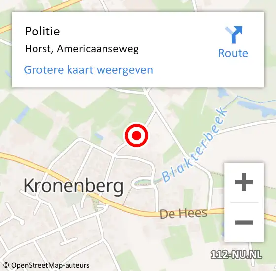 Locatie op kaart van de 112 melding: Politie Horst, Americaanseweg op 10 oktober 2022 11:28