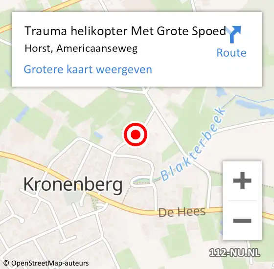 Locatie op kaart van de 112 melding: Trauma helikopter Met Grote Spoed Naar Horst, Americaanseweg op 10 oktober 2022 11:28