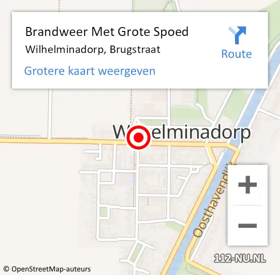 Locatie op kaart van de 112 melding: Brandweer Met Grote Spoed Naar Wilhelminadorp, Brugstraat op 10 oktober 2022 11:33