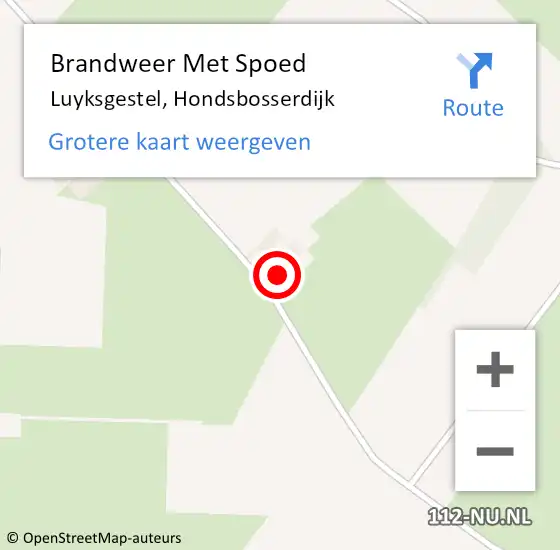 Locatie op kaart van de 112 melding: Brandweer Met Spoed Naar Luyksgestel, Hondsbosserdijk op 10 oktober 2022 12:38