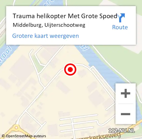 Locatie op kaart van de 112 melding: Trauma helikopter Met Grote Spoed Naar Middelburg, Uijterschootweg op 10 oktober 2022 12:47