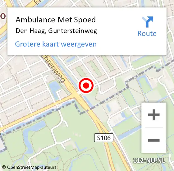 Locatie op kaart van de 112 melding: Ambulance Met Spoed Naar Den Haag, Guntersteinweg op 10 oktober 2022 12:47