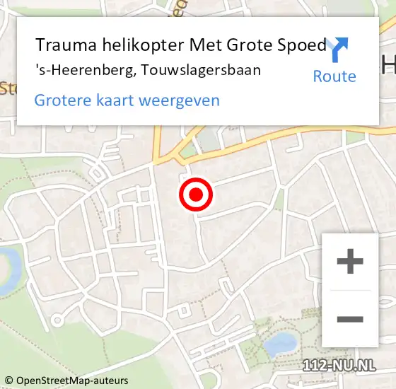 Locatie op kaart van de 112 melding: Trauma helikopter Met Grote Spoed Naar 's-Heerenberg, Touwslagersbaan op 10 oktober 2022 13:05
