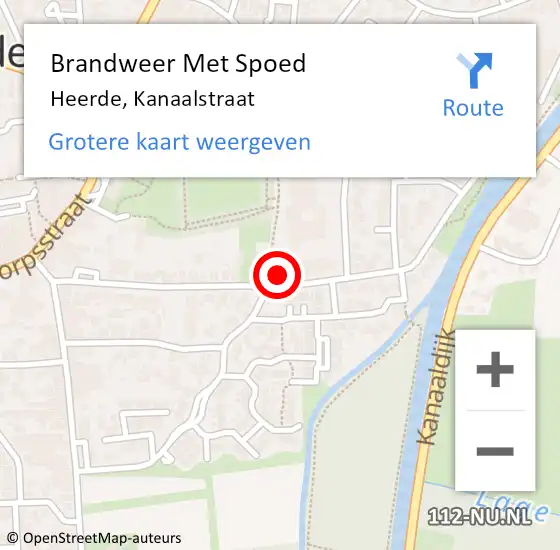 Locatie op kaart van de 112 melding: Brandweer Met Spoed Naar Heerde, Kanaalstraat op 10 oktober 2022 13:47