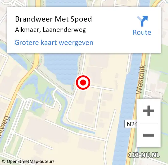 Locatie op kaart van de 112 melding: Brandweer Met Spoed Naar Alkmaar, Laanenderweg op 10 oktober 2022 14:06