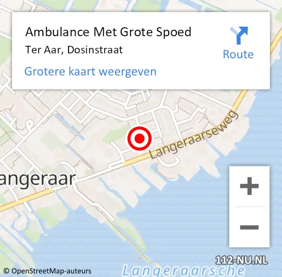 Locatie op kaart van de 112 melding: Ambulance Met Grote Spoed Naar Ter Aar, Dosinstraat op 1 augustus 2014 02:29