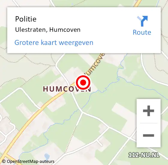Locatie op kaart van de 112 melding: Politie Ulestraten, Humcoven op 10 oktober 2022 14:34
